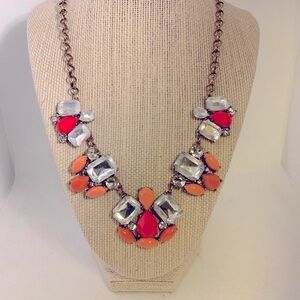 J. Crew Orange and Red Statement Necklace 19” - GUC